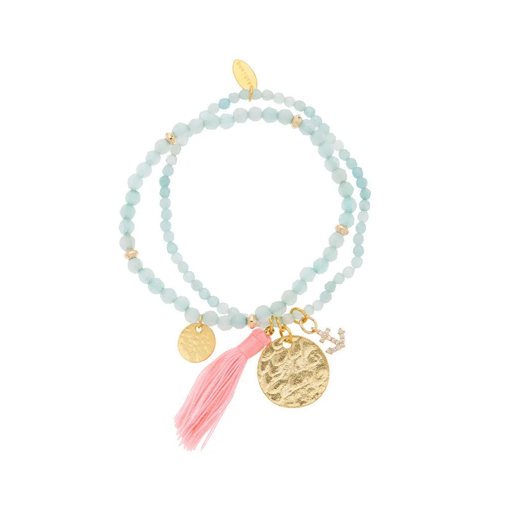 Aqua Jade Bead Bracelet