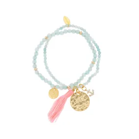 Aqua Jade Bead Bracelet