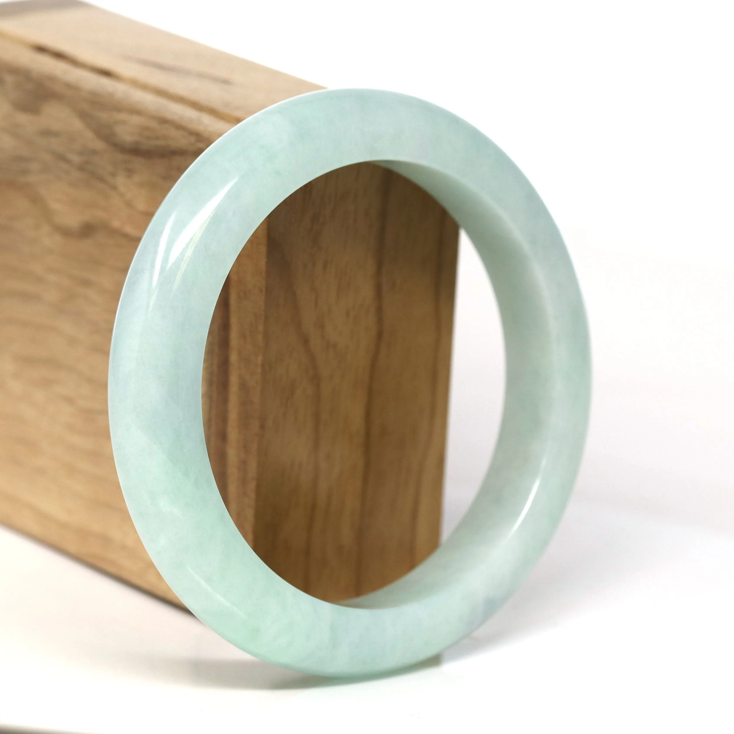 Baikalla "Half Round" Green Jadeite Jade Bangle Bracelet (58.48 mm) #T374
