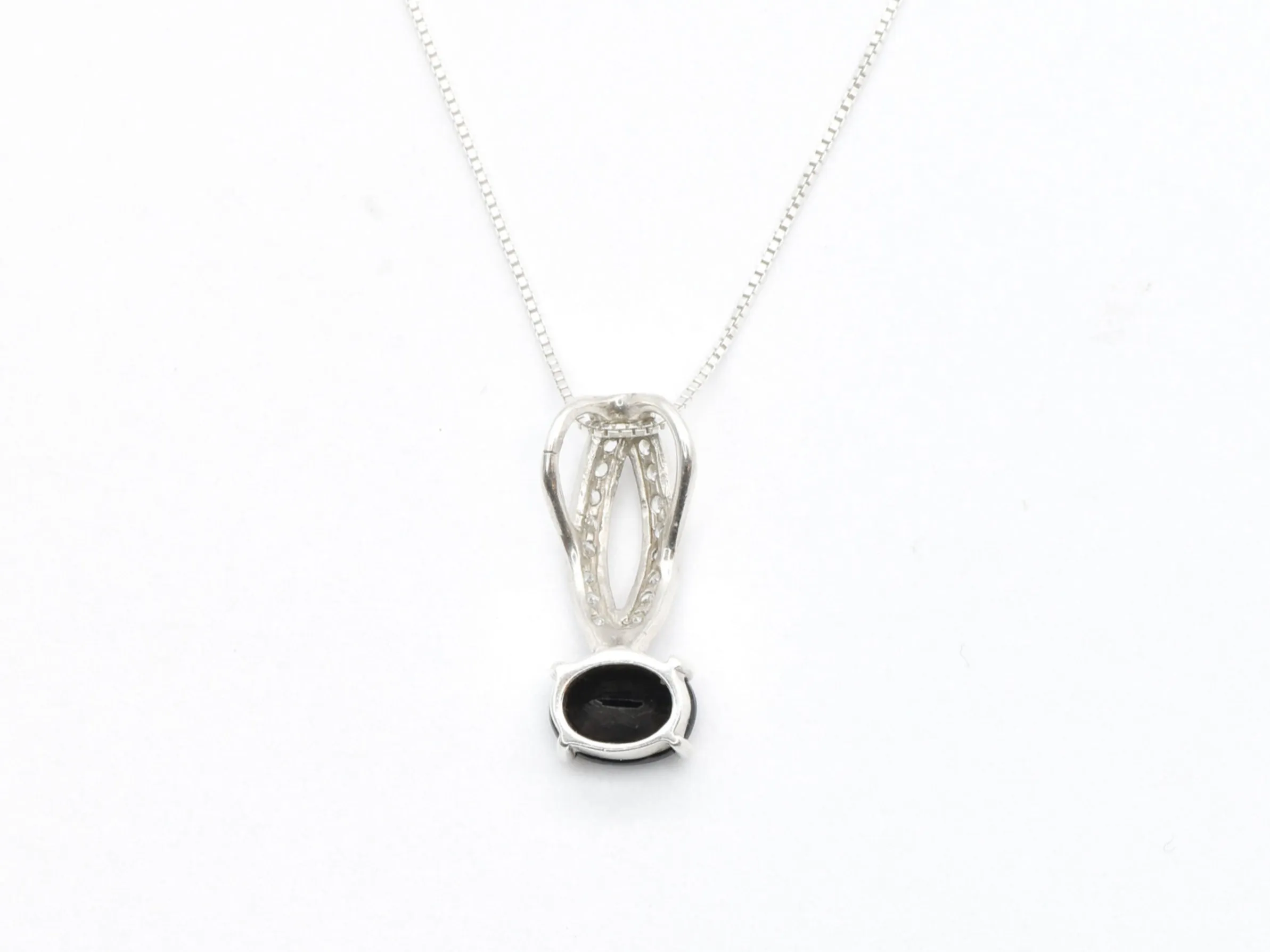 Black Onyx Necklace - Black Oval Pendant - Sparkly Vintage Pendant