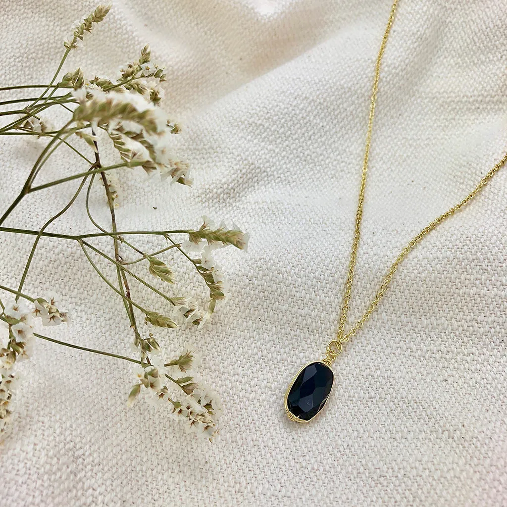 Black Quartz Pendant Necklace by SLATE   SALT