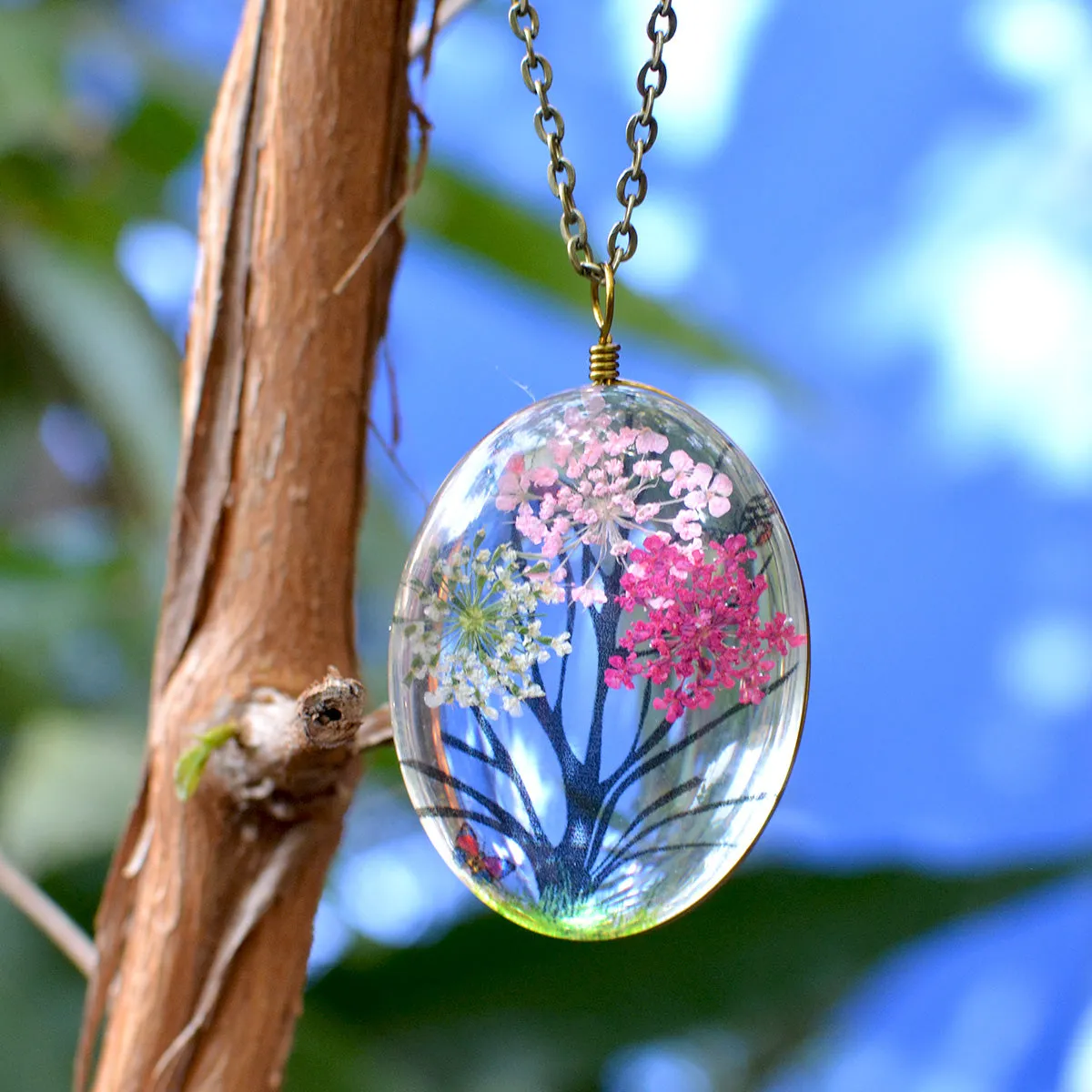 Blushing Meadows Real Dried Flower Necklace