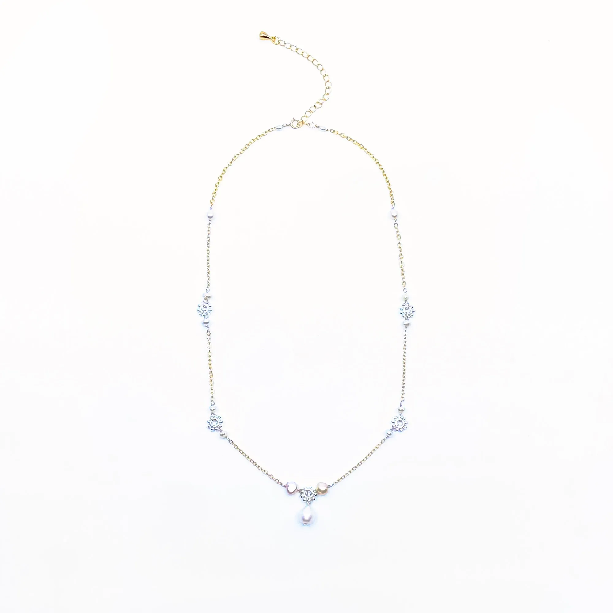 Gold and Silver Pearl Necklace