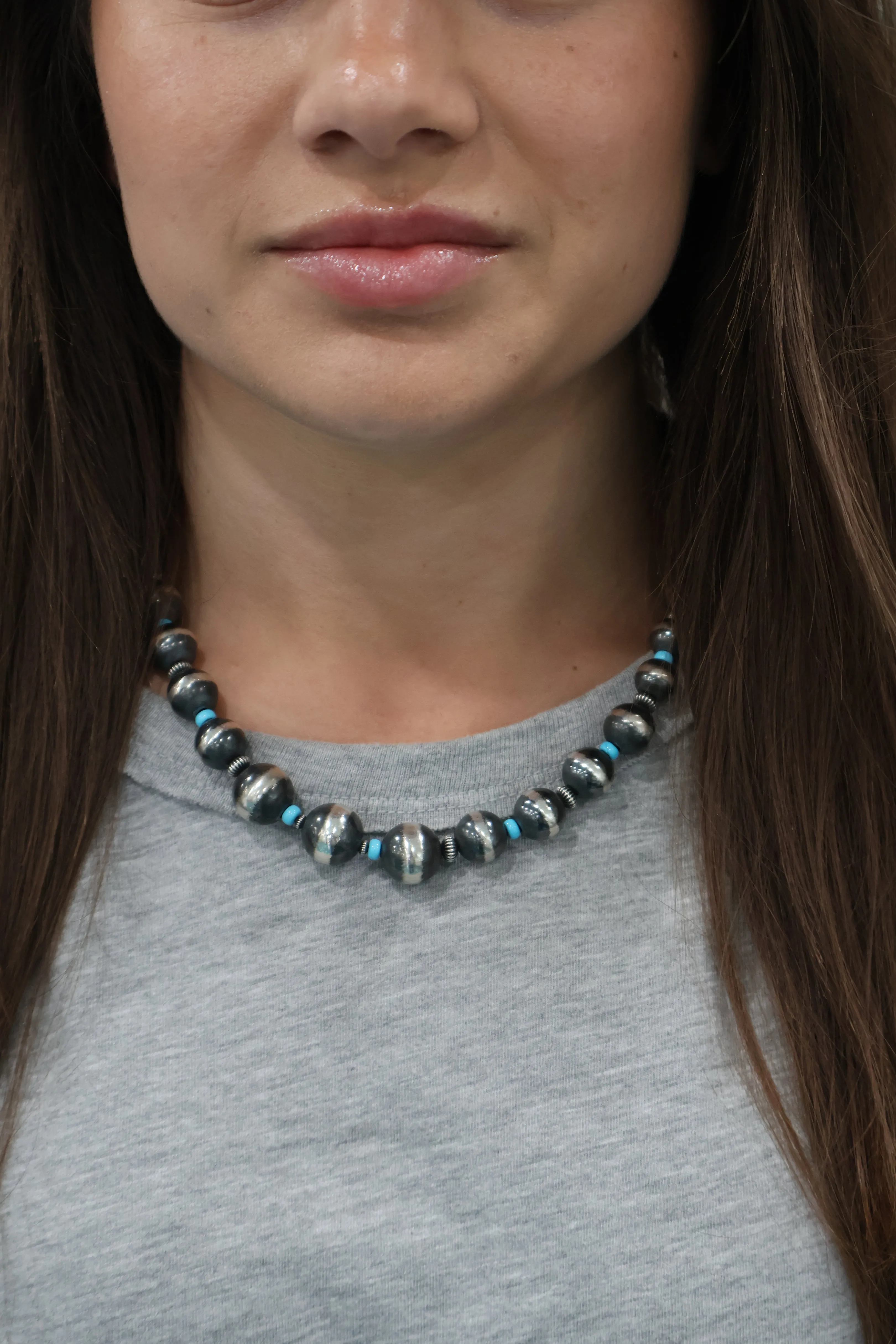 Graduated Navajo Pearl - Turquoise- 18"