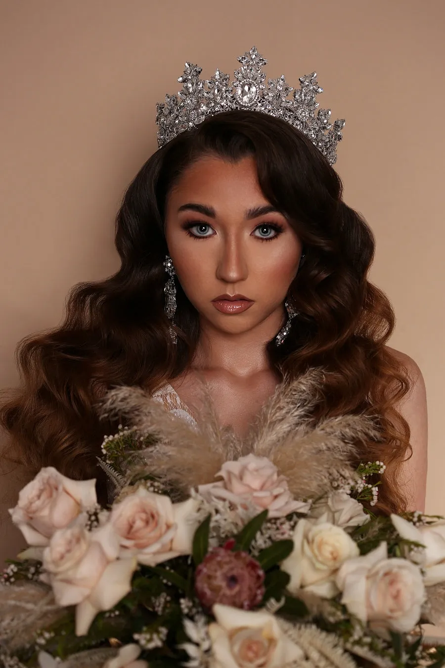 ROYAL LUXE Bridal Full Crown, Regular Crown with Brilliant Swarovski Crystals