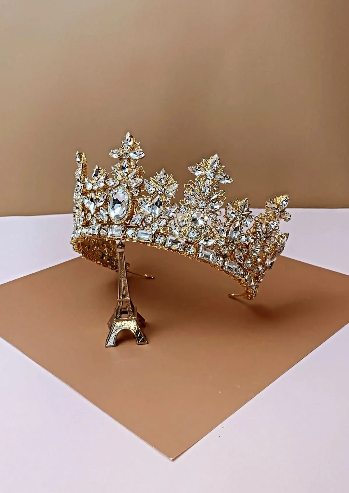 ROYAL LUXE Bridal Full Crown, Regular Crown with Brilliant Swarovski Crystals
