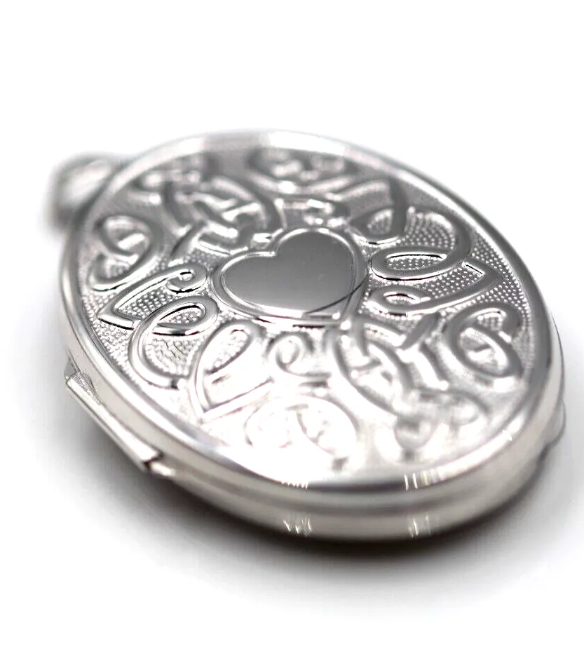 Sterling Silver 925 Heart Celtic Design 6 Photo Oval Locket   Necklace